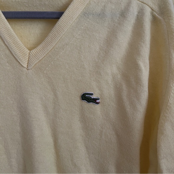 Vintage Izod Lacoste Yellow V Neck Knit Sweater-Size Men’s Large - Picture 2 of 4